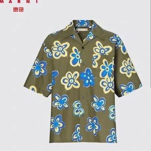 NWT Uniqlo x Marni Oversized Button Up Open Collar S/S Shirt with Floral Print
